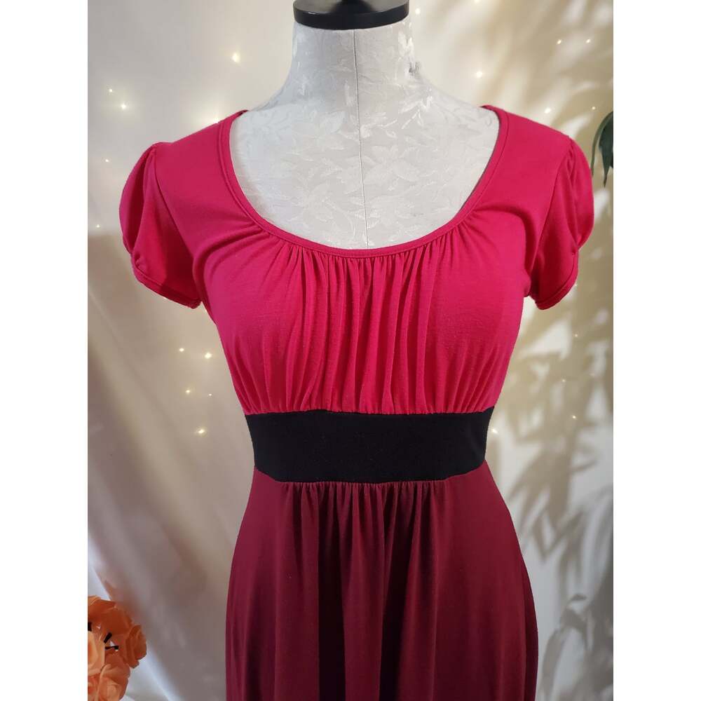 Vtg Delias 90s Y2K Ruched Babydoll Short Sleeve Dress Jr Size M Pink Scoop Neck - Picture 5 of 9